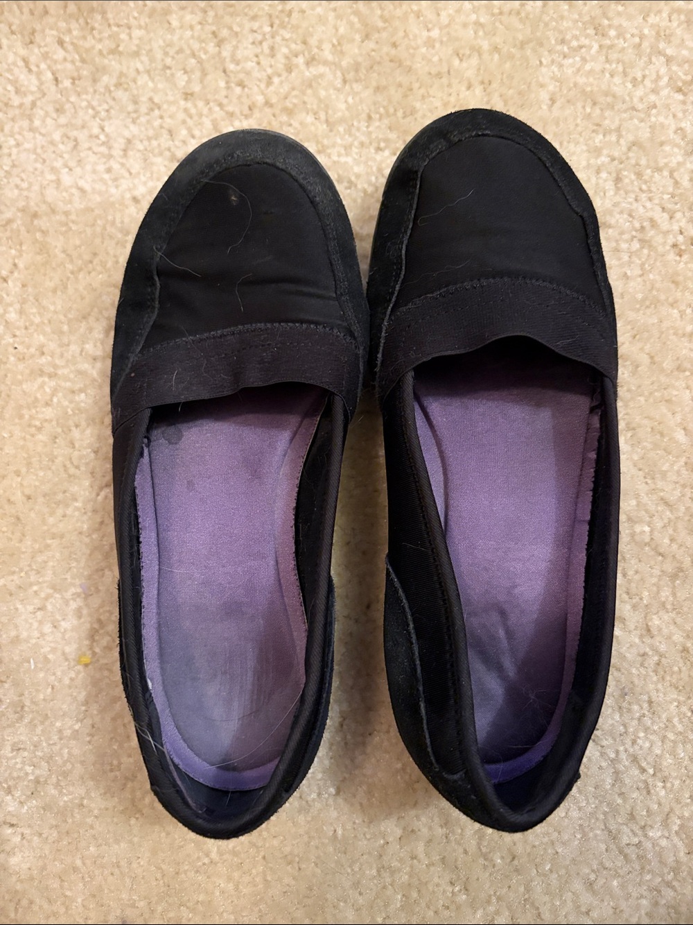 Skechers Black Slip-On Flats with Purple Insole